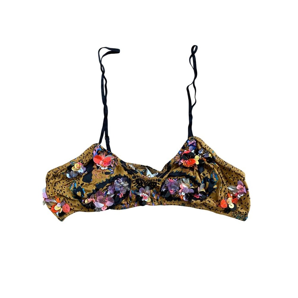 Free People Intimately $168 Handcrafted in Bali Embellished Beaded Bralette NEW